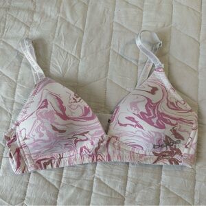 Bebe Swirl Pattern Bralette in Pink and White
